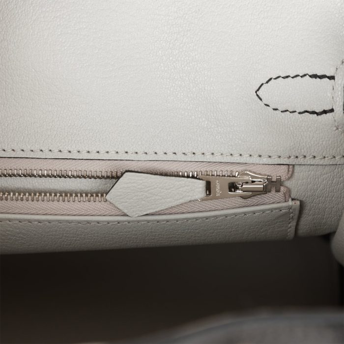 Handmade Bag HSOB(HSS) 25 Black and Gris Perle Chèvre Brushed Palladium Hardware - 图片 8