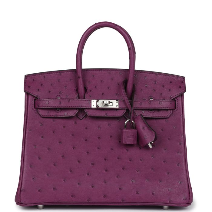 Handmade Bag HB 25 Anemone Ostrich Palladium Hardware
