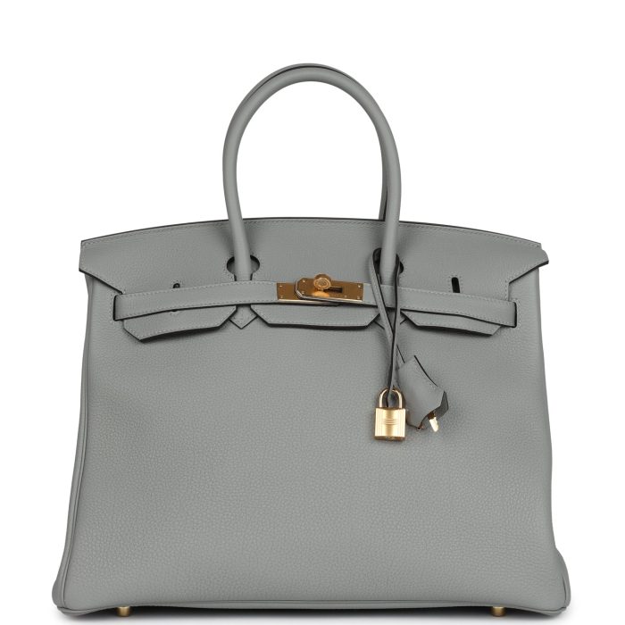 Handmade Bag HB 35 Gris Mouette Togo Gold Hardware