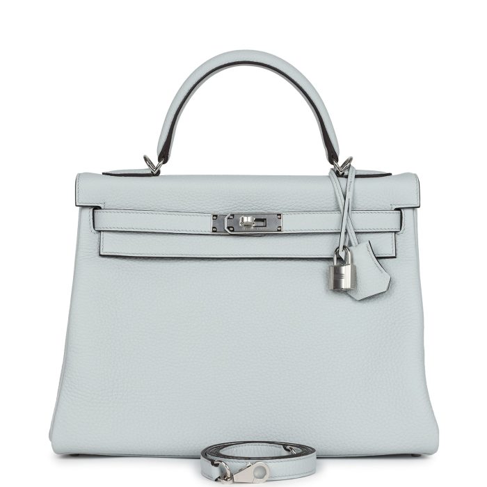 Handmade HKR 32 Bleu Pale Clemence Palladium Hardware