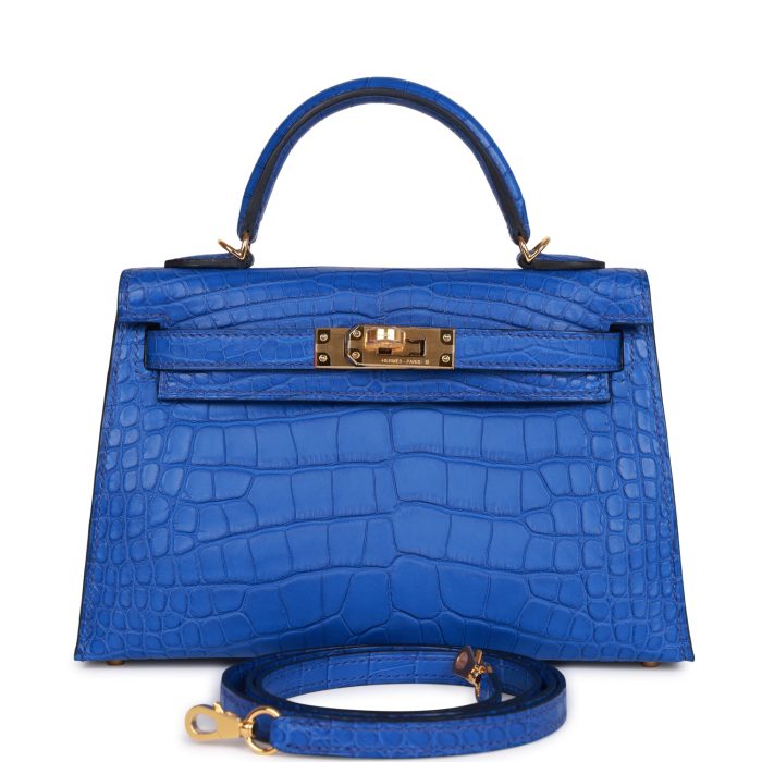 Handmade HKS 20 Bleu Royal Matte Alligator Gold Hardware