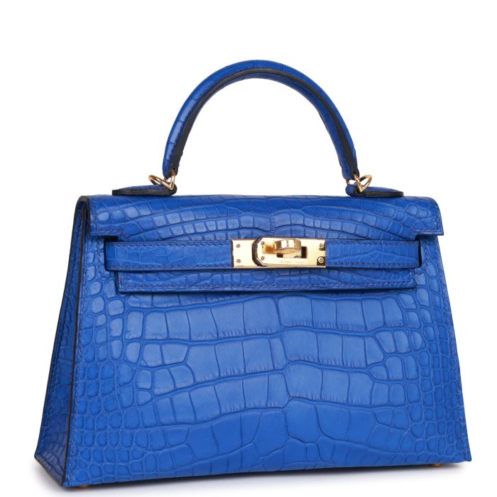 Handmade HKS 20 Bleu Royal Matte Alligator Gold Hardware - 图片 2