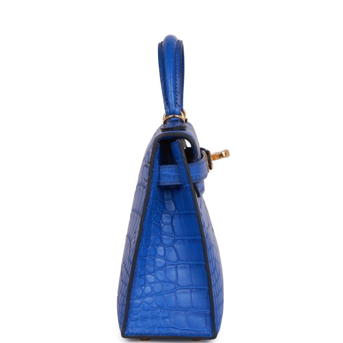 Handmade HKS 20 Bleu Royal Matte Alligator Gold Hardware - 图片 3