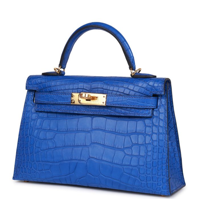 Handmade HKS 20 Bleu Royal Matte Alligator Gold Hardware - 图片 5