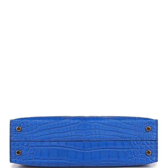 Handmade HKS 20 Bleu Royal Matte Alligator Gold Hardware - 图片 6