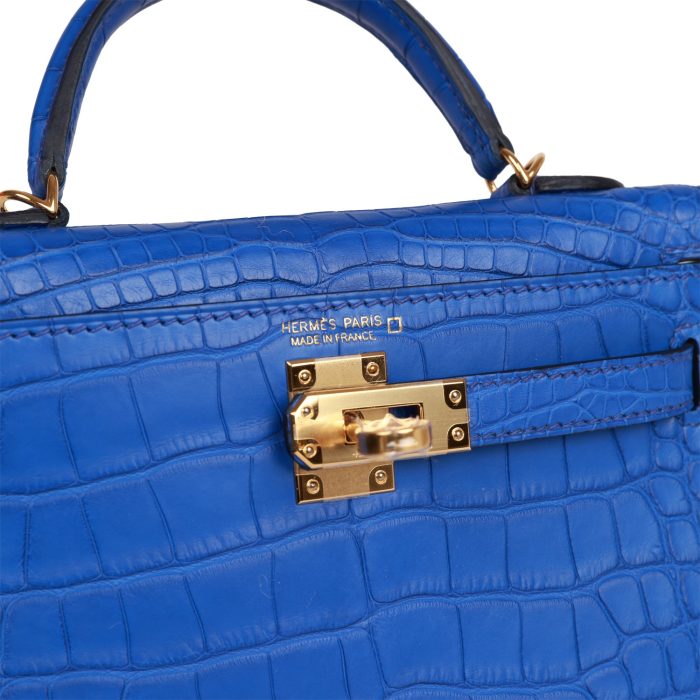 Handmade HKS 20 Bleu Royal Matte Alligator Gold Hardware - 图片 7