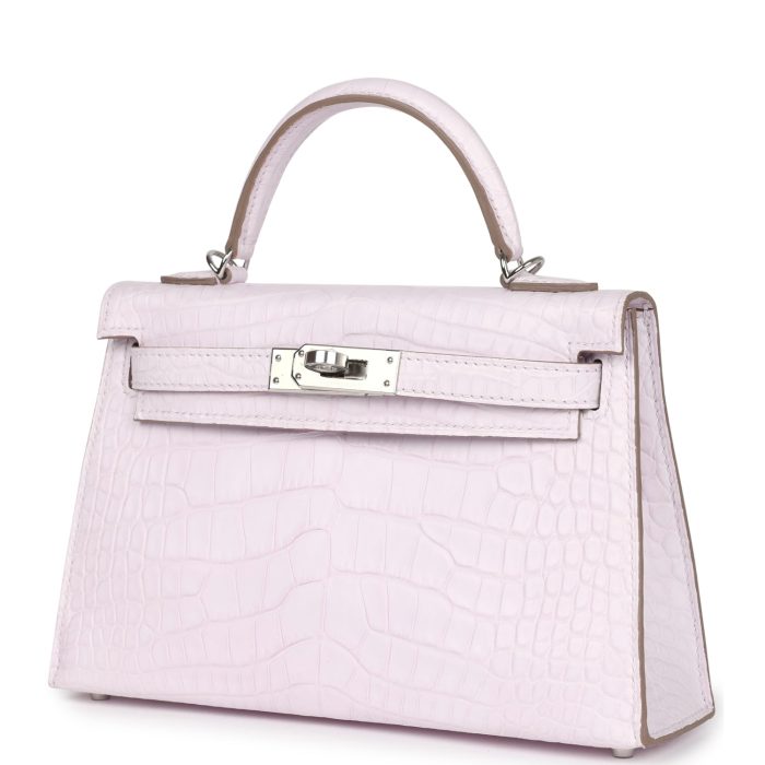 Handmade HKS 20 Mauve Pale Boreal Satin Alligator Palladium Hardware - 图片 3