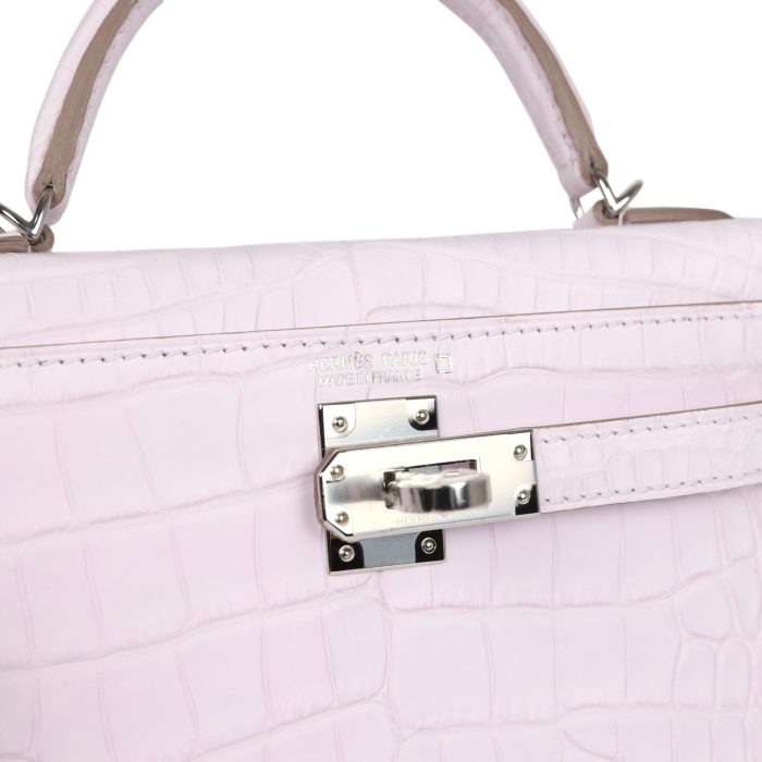 Handmade HKS 20 Mauve Pale Boreal Satin Alligator Palladium Hardware - 图片 7