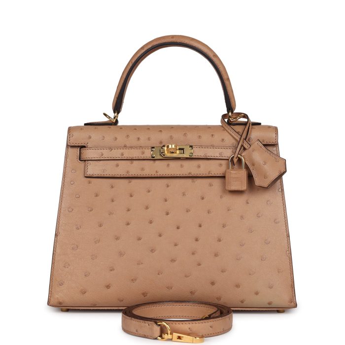 Handmade HKS 25 Chai Ostrich Gold Hardware