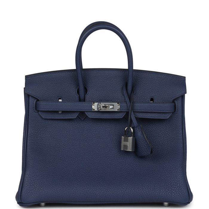 Handmade Bag HB 25 Bleu Saphir Togo Palladium Hardware