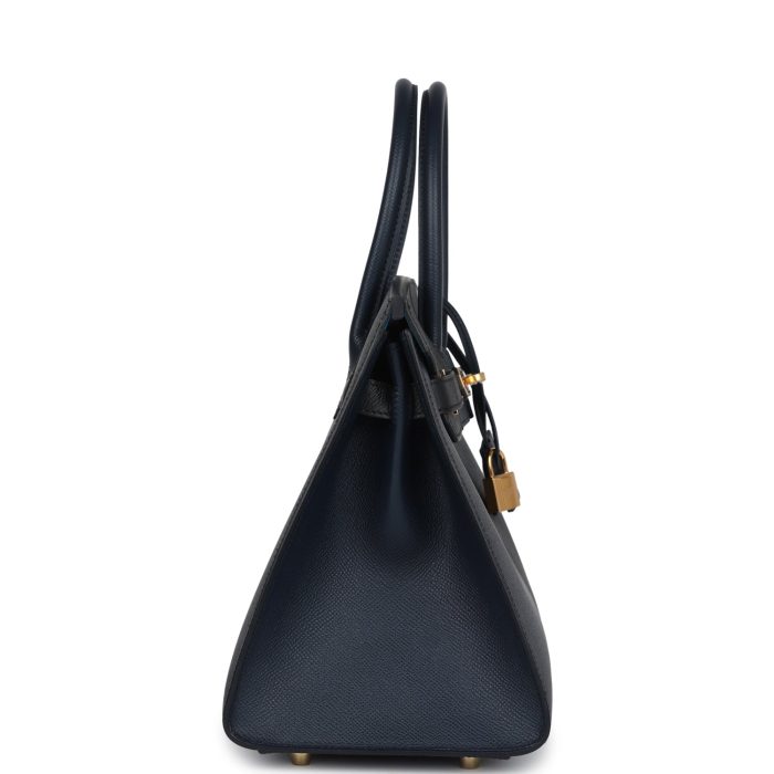 Handmade Bag HCBS 30 Black, Bleu Indigo and Bleu Zanzibar Epsom Gold Hardware - 图片 3