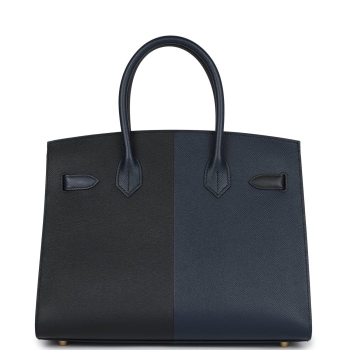 Handmade Bag HCBS 30 Black, Bleu Indigo and Bleu Zanzibar Epsom Gold Hardware - 图片 4