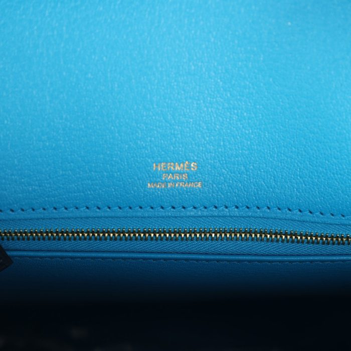 Handmade Bag HCBS 30 Black, Bleu Indigo and Bleu Zanzibar Epsom Gold Hardware - 图片 6