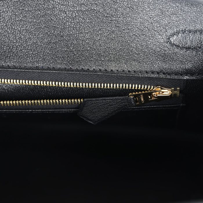 Handmade Bag HB 25 Black Shiny Niloticus Crocodile Gold Hardware - 图片 8