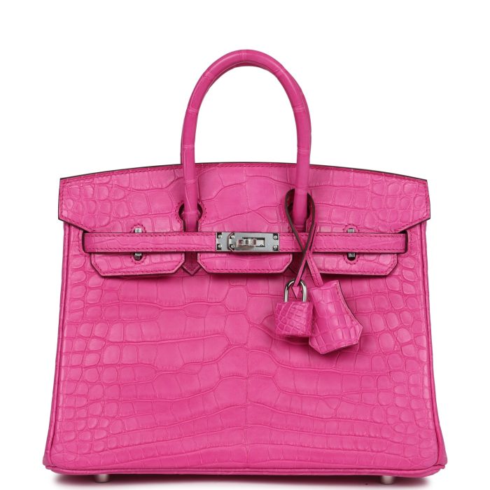 Handmade Bag HB 25 Rose Shocking Matte Alligator Palladium Hardware