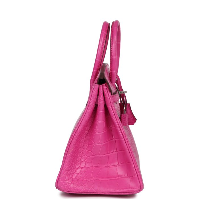 Handmade Bag HB 25 Rose Shocking Matte Alligator Palladium Hardware - 图片 3
