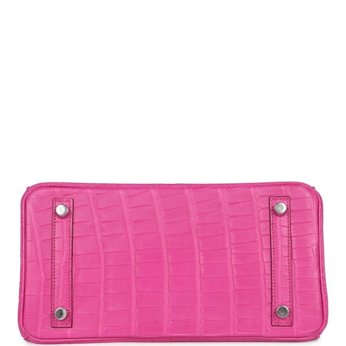 Handmade Bag HB 25 Rose Shocking Matte Alligator Palladium Hardware - 图片 5