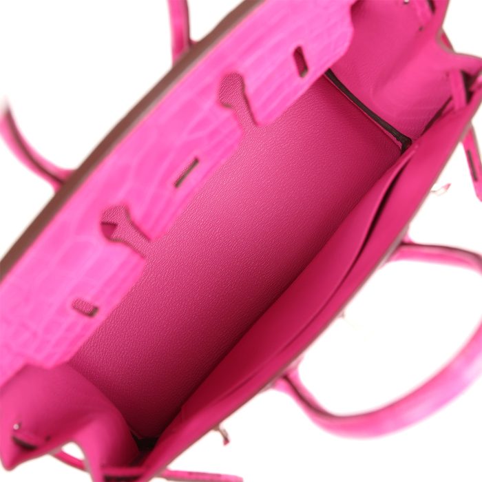 Handmade Bag HB 25 Rose Shocking Matte Alligator Palladium Hardware - 图片 7