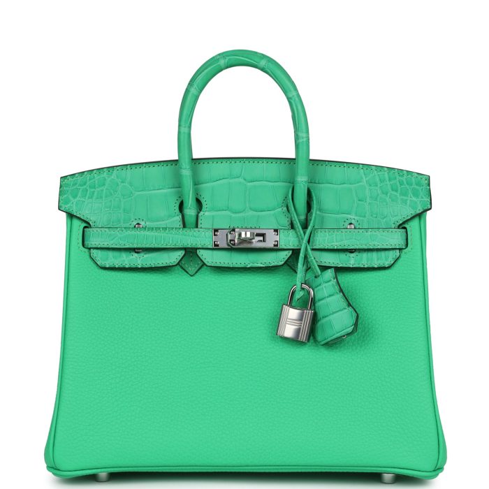 Handmade Bag HB 25 Vert Comics Togo and Matte Alligator Touch Palladium Hardware
