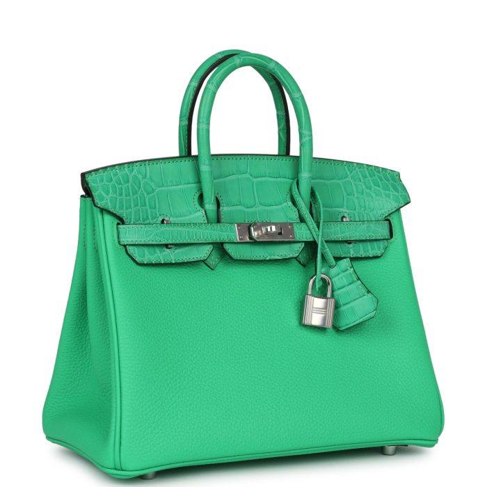 Handmade Bag HB 25 Vert Comics Togo and Matte Alligator Touch Palladium Hardware - 图片 2