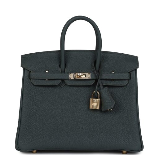 Handmade Bag HB 25 Vert Mangrove Togo Permabrass Hardware