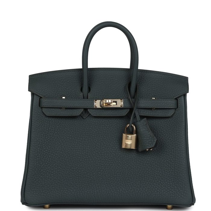 Handmade Bag HB 25 Vert Mangrove Togo Permabrass Hardware