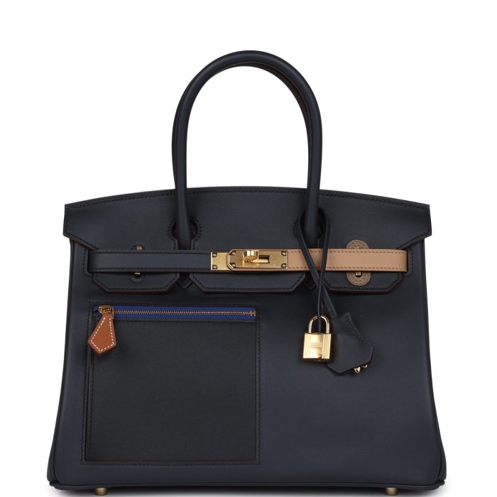 Handmade Bag HCB 30 Caban, Black and Chai Swift Gold Hardware