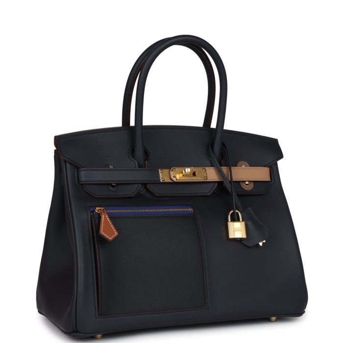 Handmade Bag HCB 30 Caban, Black and Chai Swift Gold Hardware - 图片 2