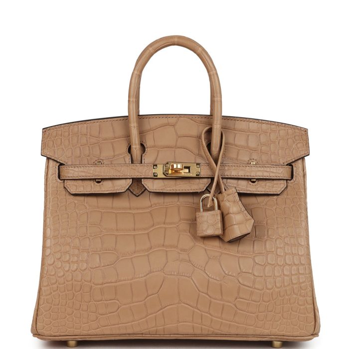 Handmade Bag HB 25 Chai Matte Alligator Gold Hardware