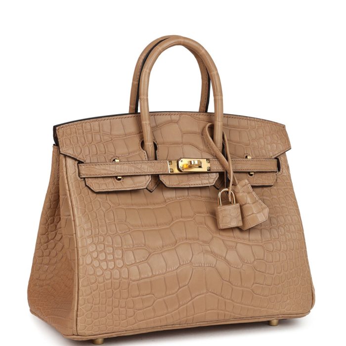 Handmade Bag HB 25 Chai Matte Alligator Gold Hardware - 图片 2