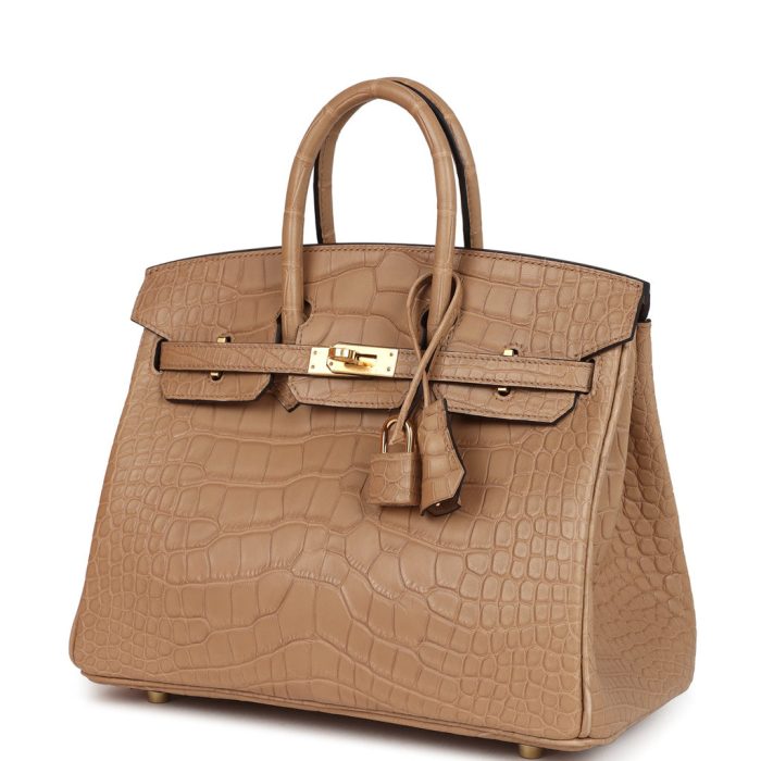 Handmade Bag HB 25 Chai Matte Alligator Gold Hardware - 图片 3