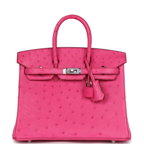 Handmade Bag HB 25 Rose Tyrien Ostrich Palladium Hardware