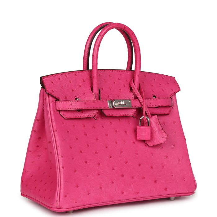 Handmade Bag HB 25 Rose Tyrien Ostrich Palladium Hardware - 图片 2