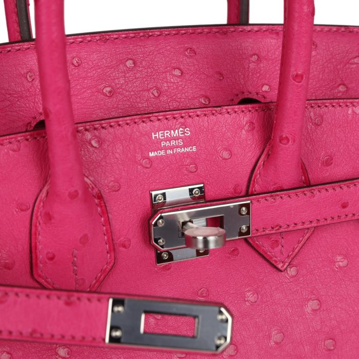Handmade Bag HB 25 Rose Tyrien Ostrich Palladium Hardware - 图片 6