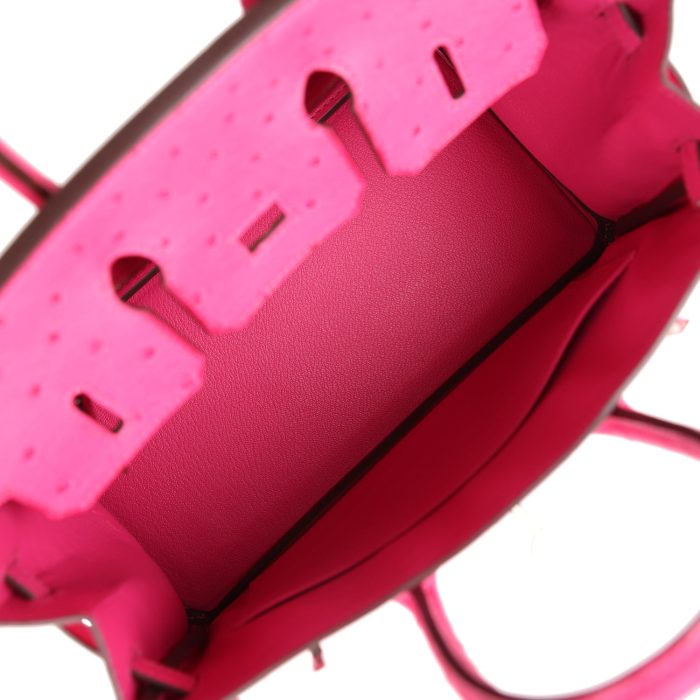 Handmade Bag HB 25 Rose Tyrien Ostrich Palladium Hardware - 图片 7