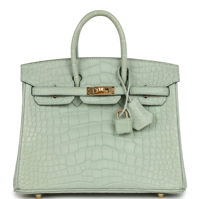 Handmade Bag HB 25 Vert D’Eau Matte Alligator Gold Hardware