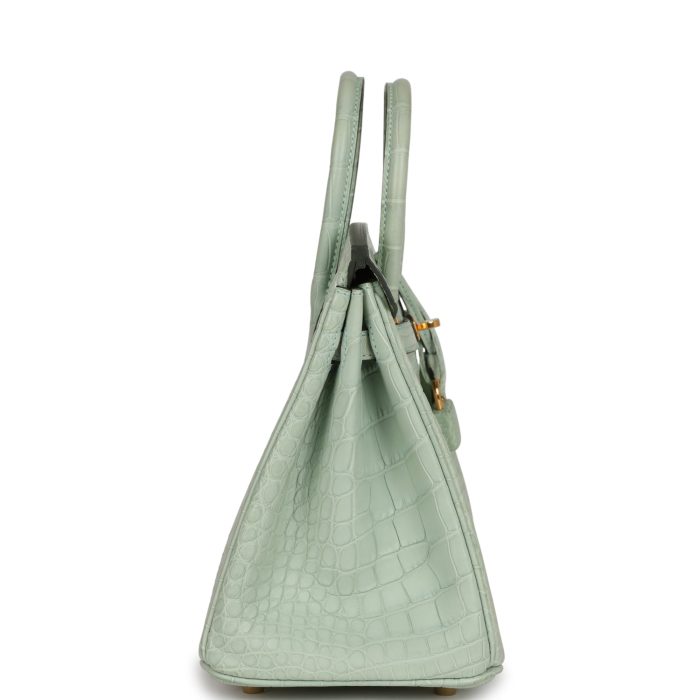 Handmade Bag HB 25 Vert D’Eau Matte Alligator Gold Hardware - 图片 3