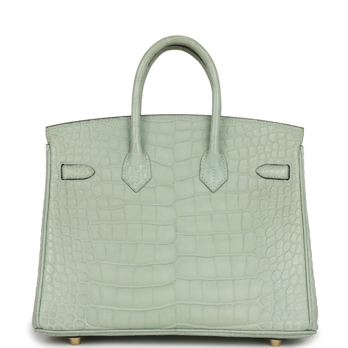 Handmade Bag HB 25 Vert D’Eau Matte Alligator Gold Hardware - 图片 4