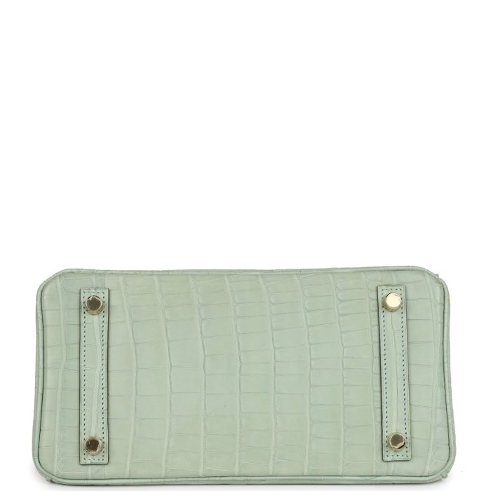 Handmade Bag HB 25 Vert D’Eau Matte Alligator Gold Hardware - 图片 5