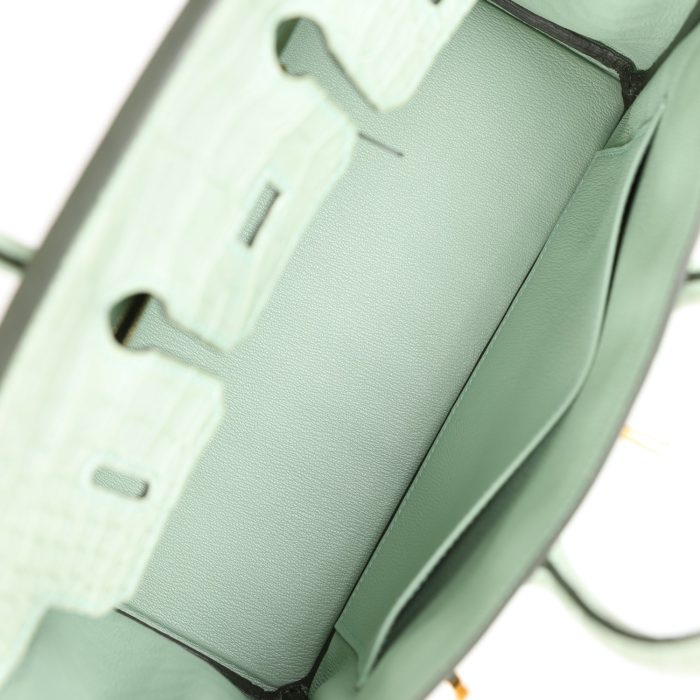 Handmade Bag HB 25 Vert D’Eau Matte Alligator Gold Hardware - 图片 7