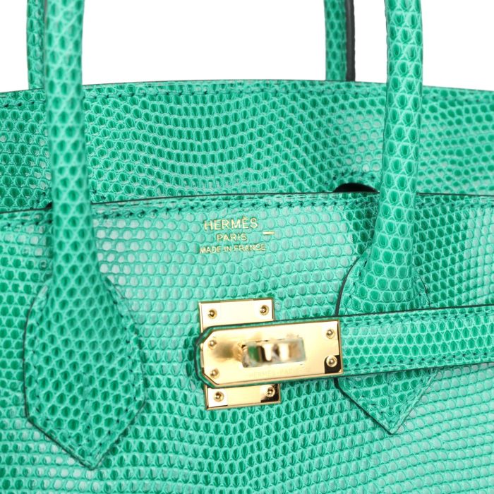 Handmade Bag HB 25 Menthe Varanus Niloticus Lizard Gold Hardware - 图片 6