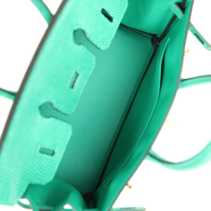 Handmade Bag HB 25 Menthe Varanus Niloticus Lizard Gold Hardware - 图片 7