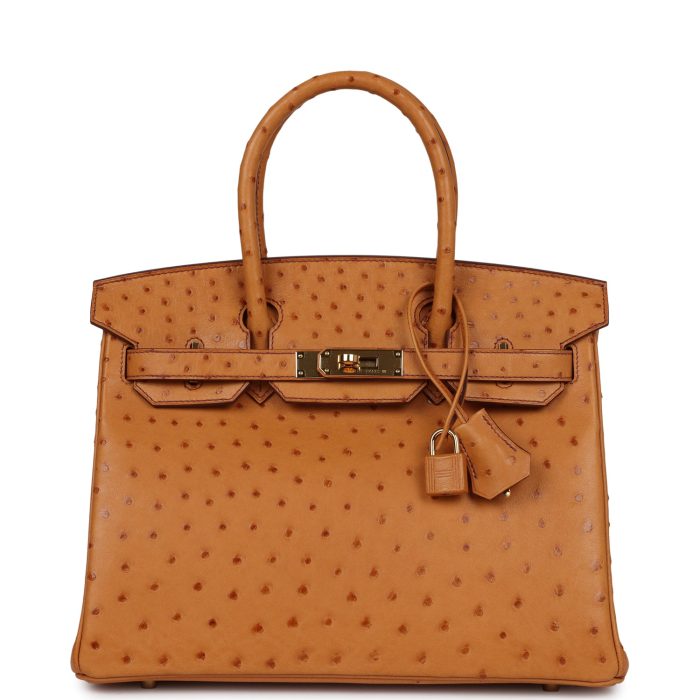 Handmade Bag HB 30 Gold Ostrich Gold Hardware