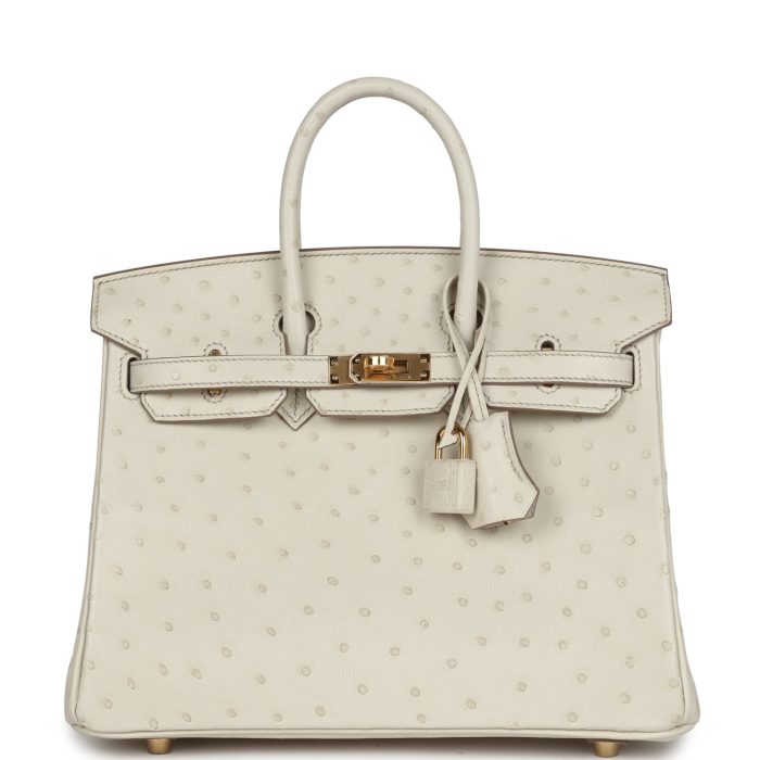 Handmade Bag HB 25 Beton Ostrich Gold Hardware
