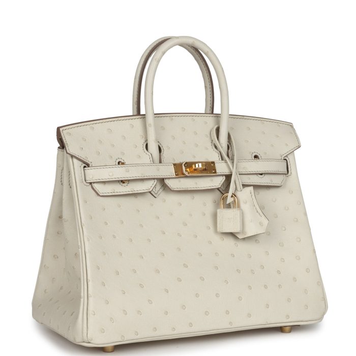 Handmade Bag HB 25 Beton Ostrich Gold Hardware - 图片 2