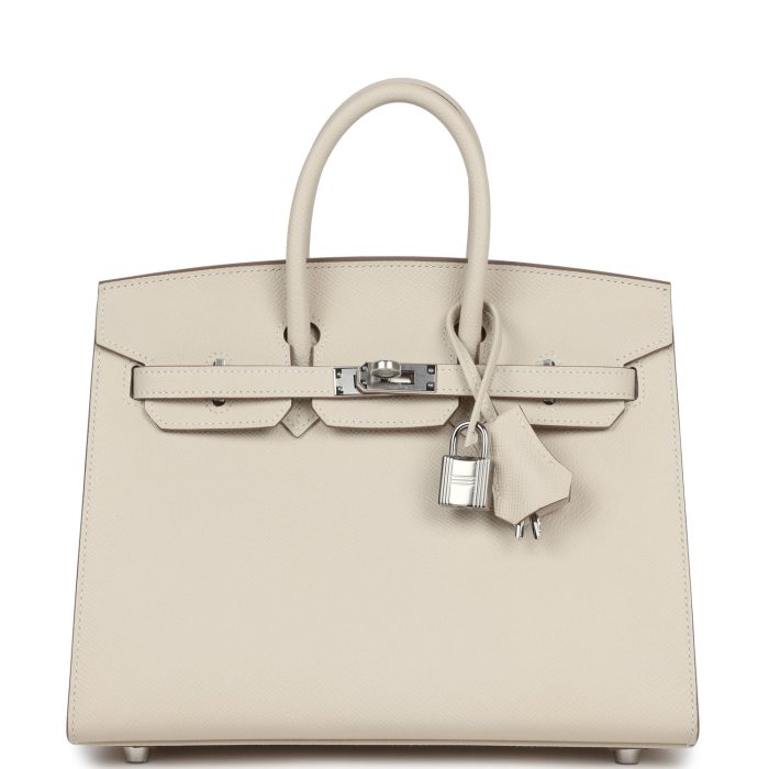 Handmade Bag HB Sellier 25 Craie Epsom Palladium Hardware