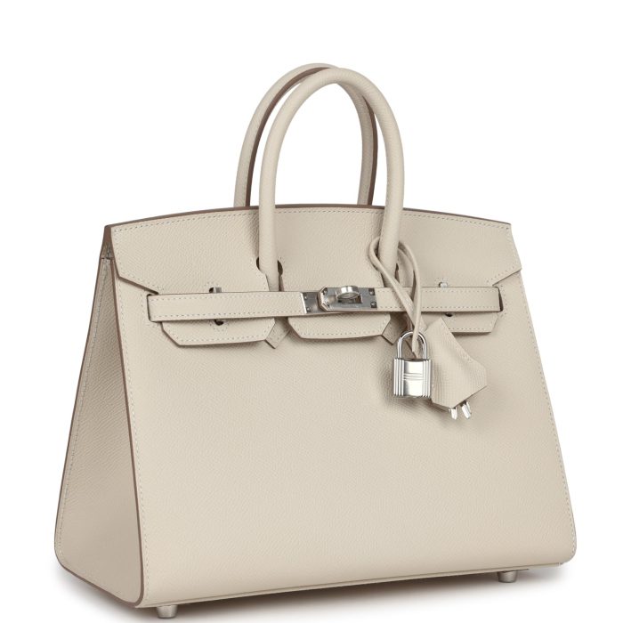 Handmade Bag HB Sellier 25 Craie Epsom Palladium Hardware - 图片 2