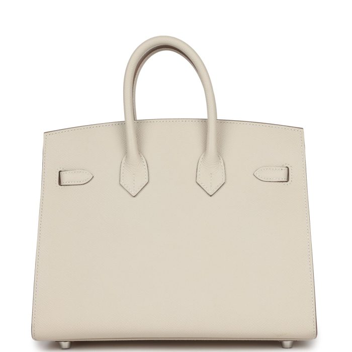 Handmade Bag HB Sellier 25 Craie Epsom Palladium Hardware - 图片 4