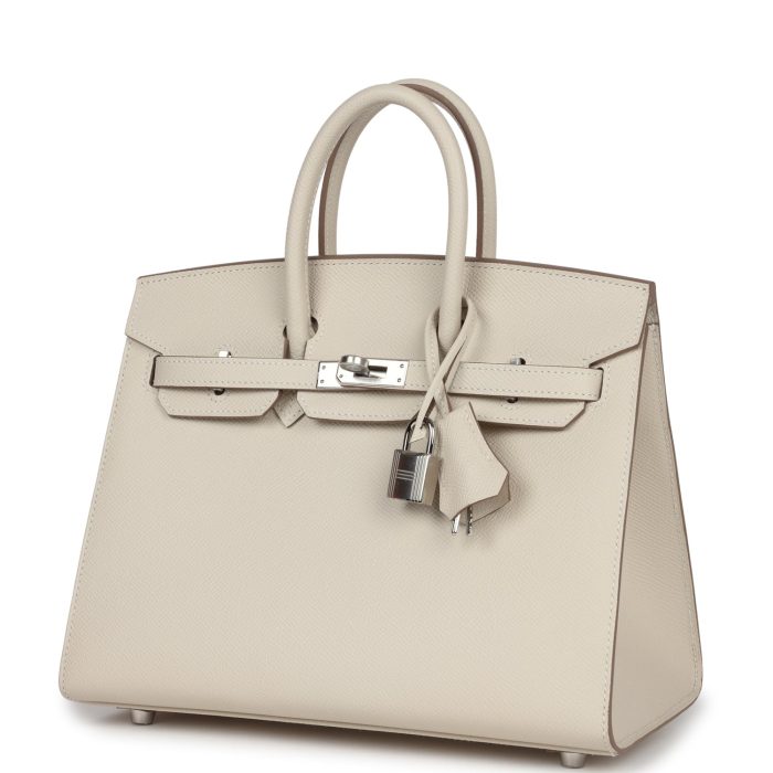 Handmade Bag HB Sellier 25 Craie Epsom Palladium Hardware - 图片 5