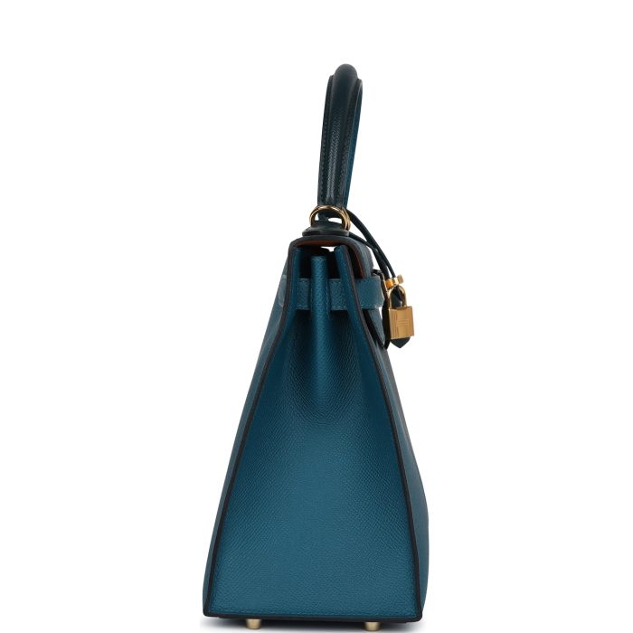 Handmade HKS 28 Casaque Vert Cypres and Vert Bosphore Epsom Gold Hardware - 图片 4